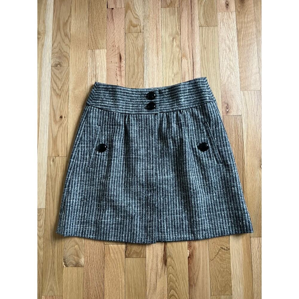 Anthropologie Taikonhu Black/Gray Tweed Y2K Retro Mini Skirt Buttons (size 2)